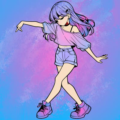 realistic girl danceing