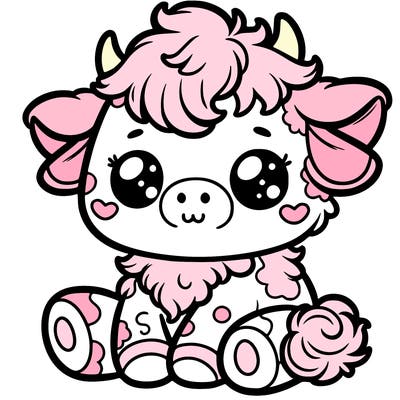fluffy cute baby cow