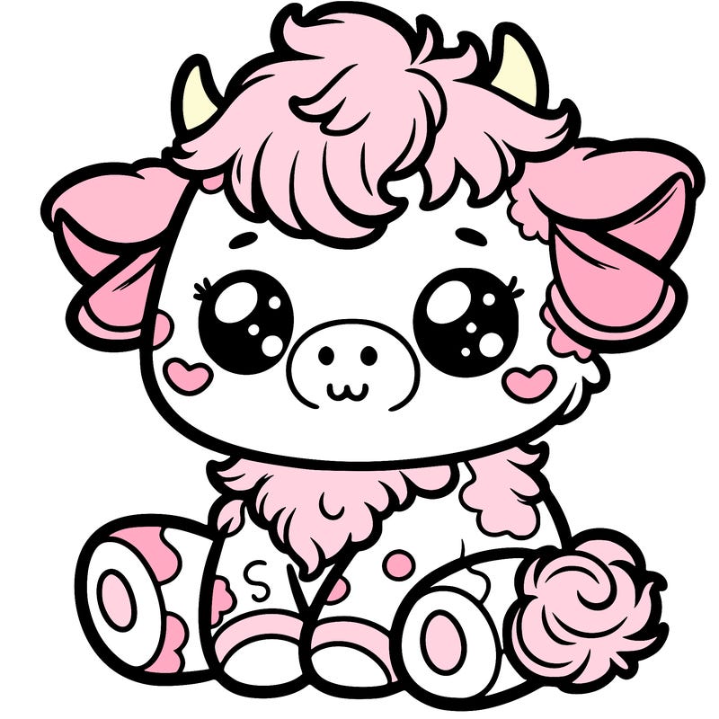 fluffy cute baby cow