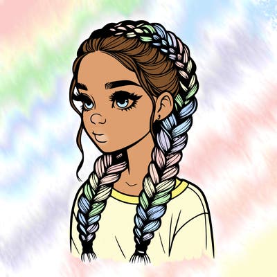 realistic girl with braids