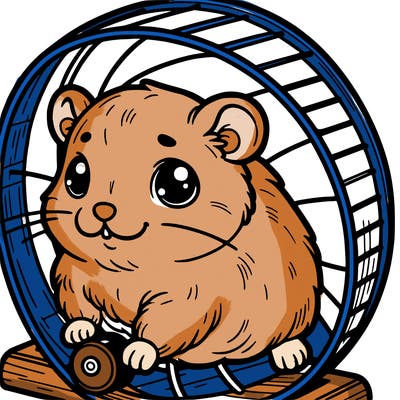 cute detailed hamster on a wheel