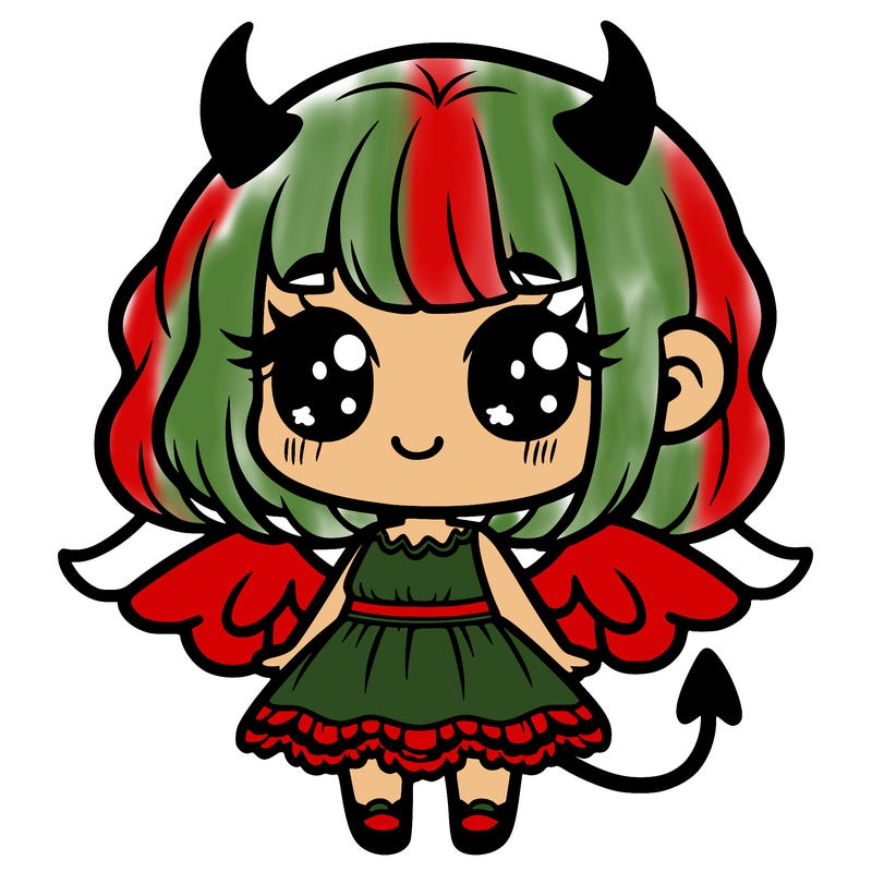 cute girl with devil wings and horns