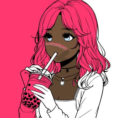 realistic girl drinking boba tea