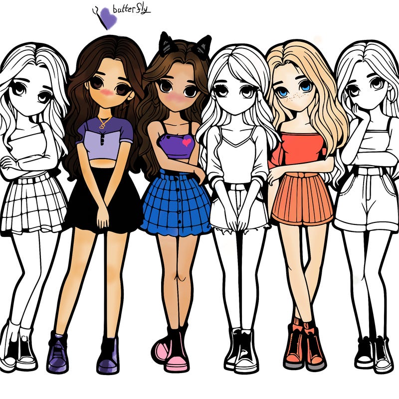 a group of girls realistic