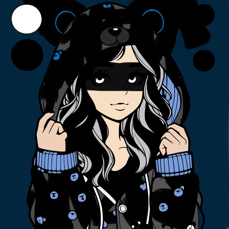 realistic girl in a animal pjs hoodie