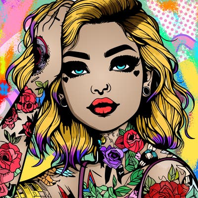 realistic girl with tattoos all over