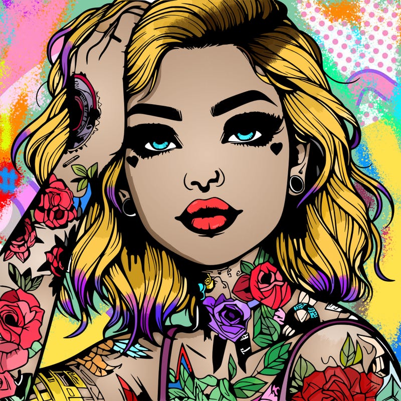 realistic girl with tattoos all over