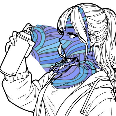 a realistic girl spray, painting