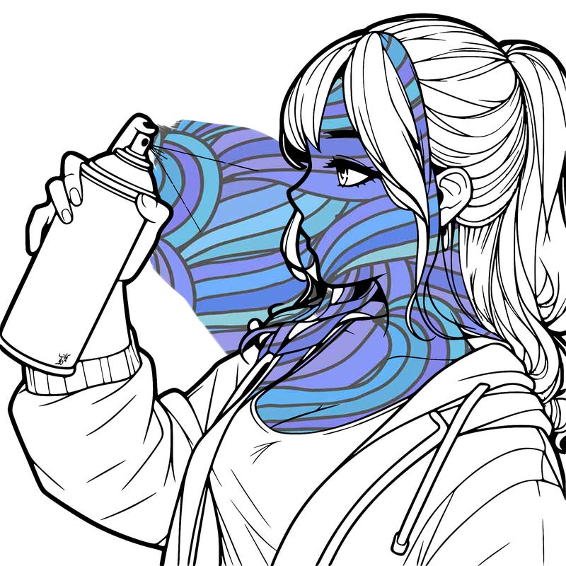 a realistic girl spray, painting