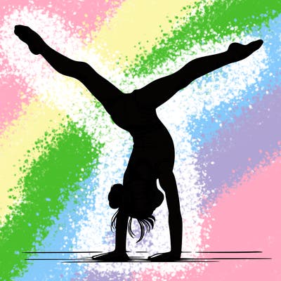 realistic gymnastic hand stand girl in four splits