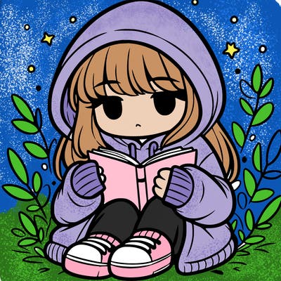 girl in oversized hoodie reading a book