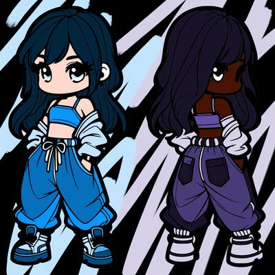 girl in crop top and baggy pants