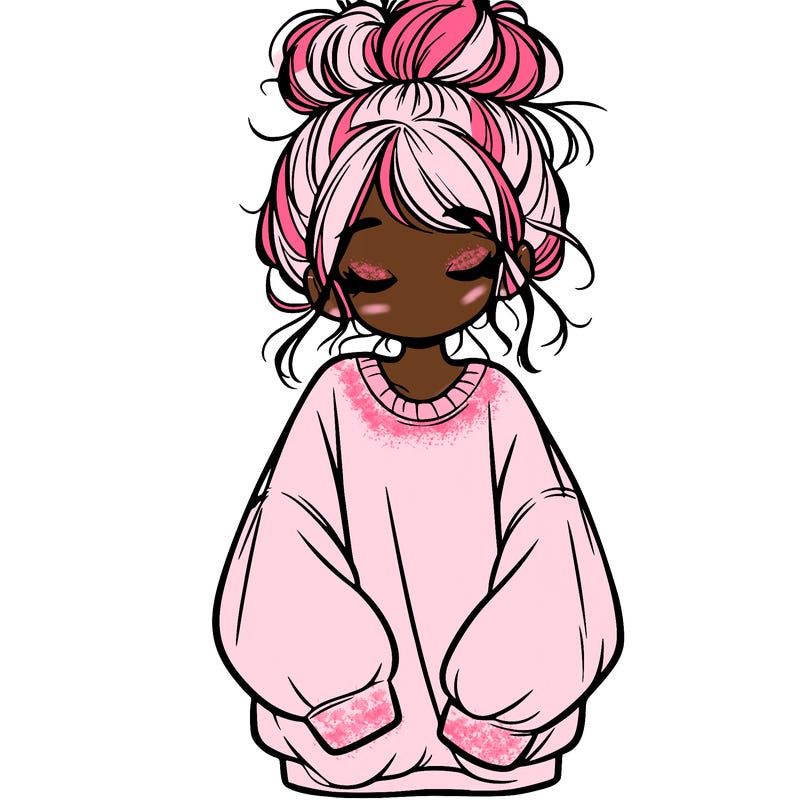 girl with baggy sweatshirt and messy bun