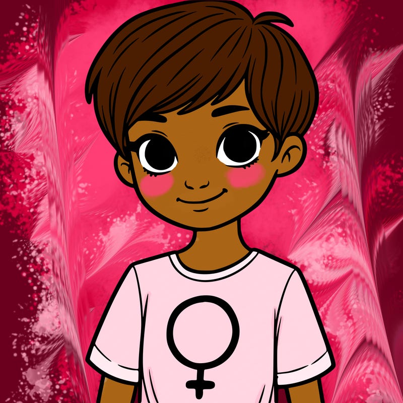 girl with pixie cut and feminist shirt