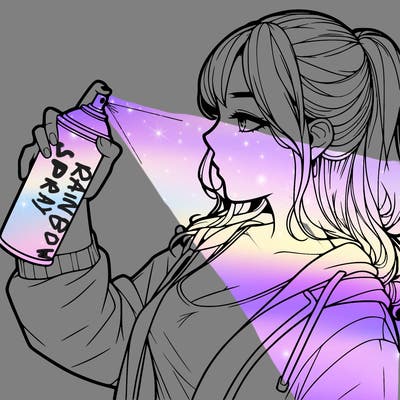 a realistic girl spray, painting