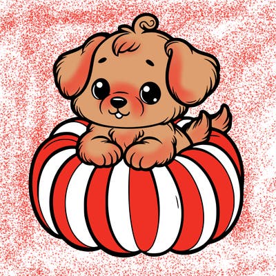 cute little puppy in a pumpkin