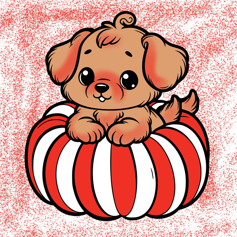 cute little puppy in a pumpkin