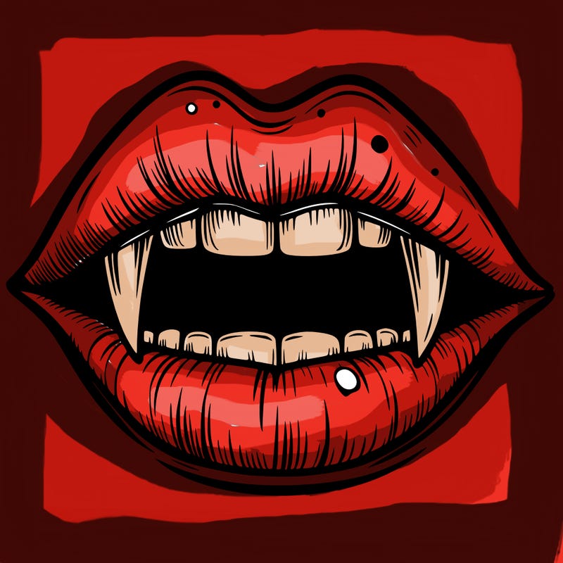 lips with vampire teeth
