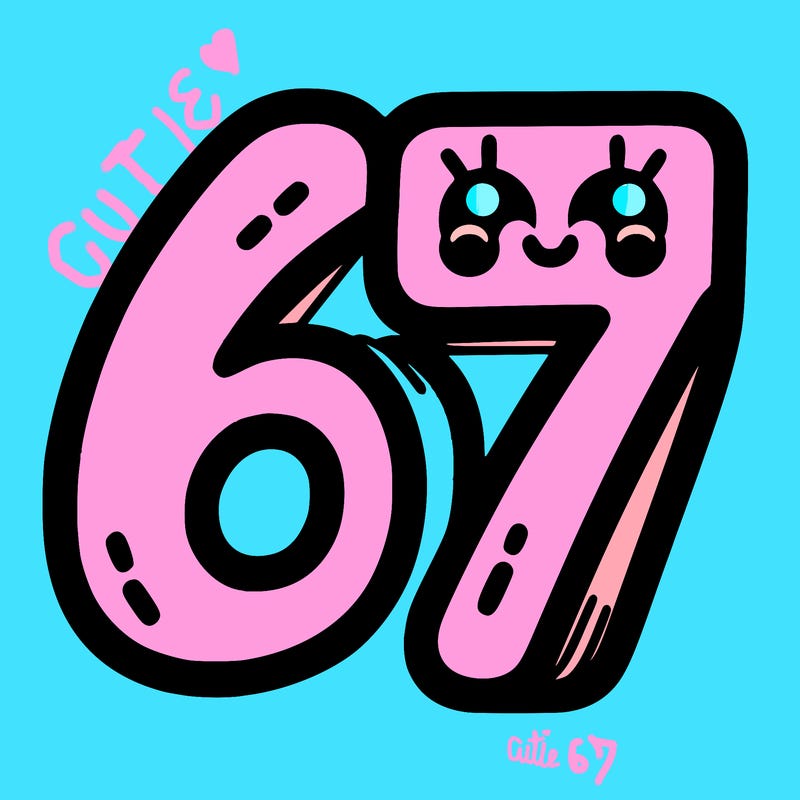 the numbers 67