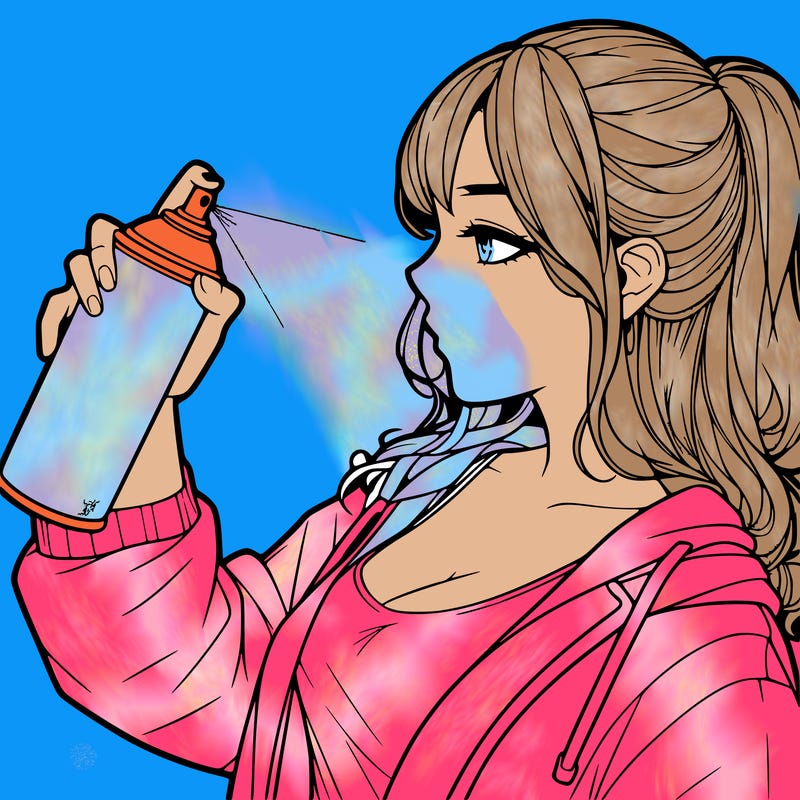 a realistic girl spray, painting