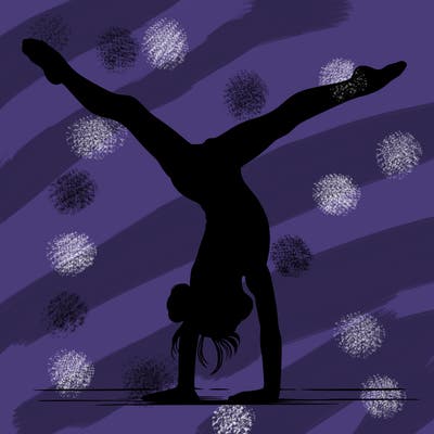 realistic gymnastic hand stand girl in four splits