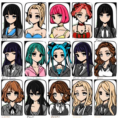 girls that look diffrent anime