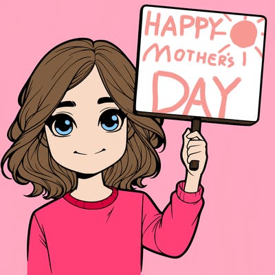 realistic girl holding up a sign