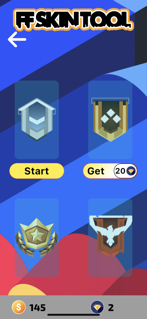 FFF FF Skin Tool - FFF FF Skin Tool dashboard featuring rank badges and virtual currency balances
