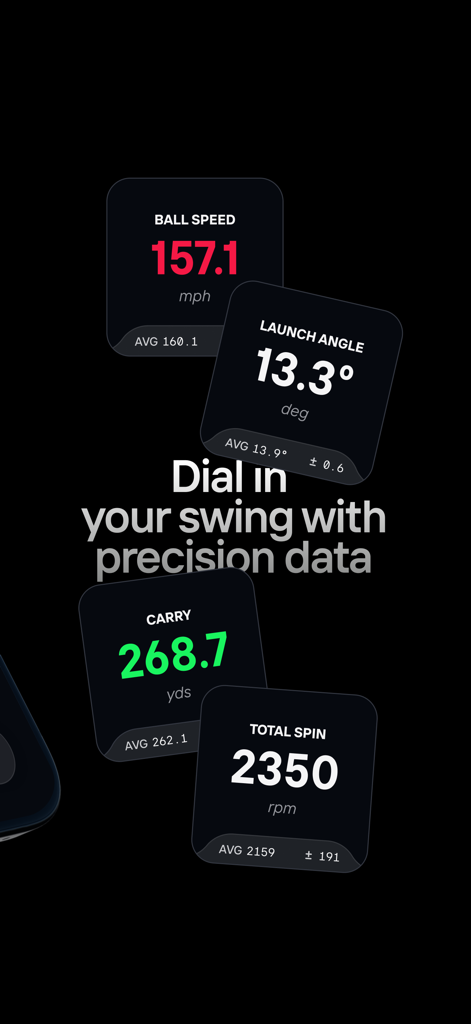 Foresight - Golf performance metrics displaying ball speed carry distance and launch angle for swing analysis