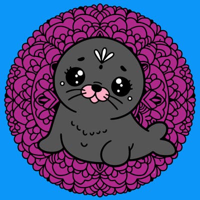 a cute baby seal mandala