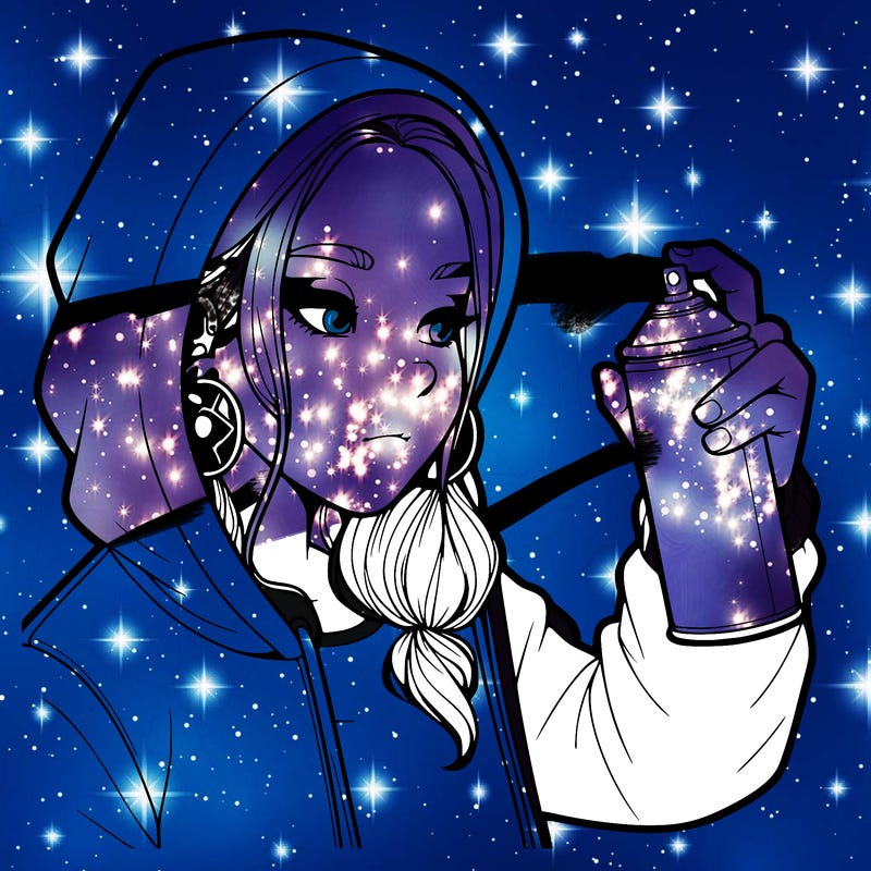 a realistic girl, spray painting