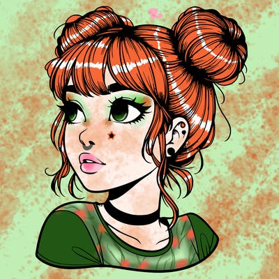 realistic girl with spacebuns
