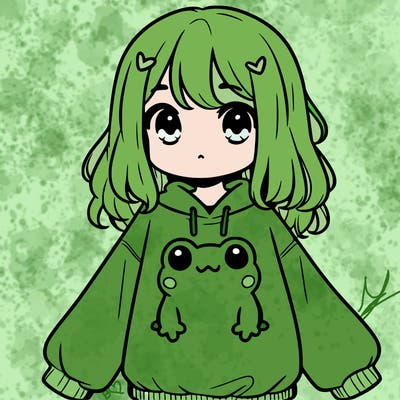 girl wearing frogging sweatshirt