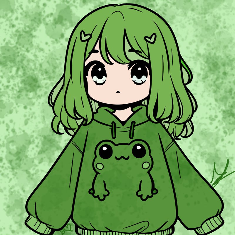 girl wearing frogging sweatshirt