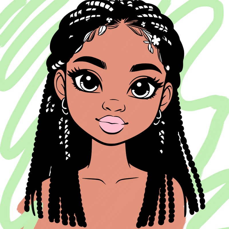 a realistic black girl with braids