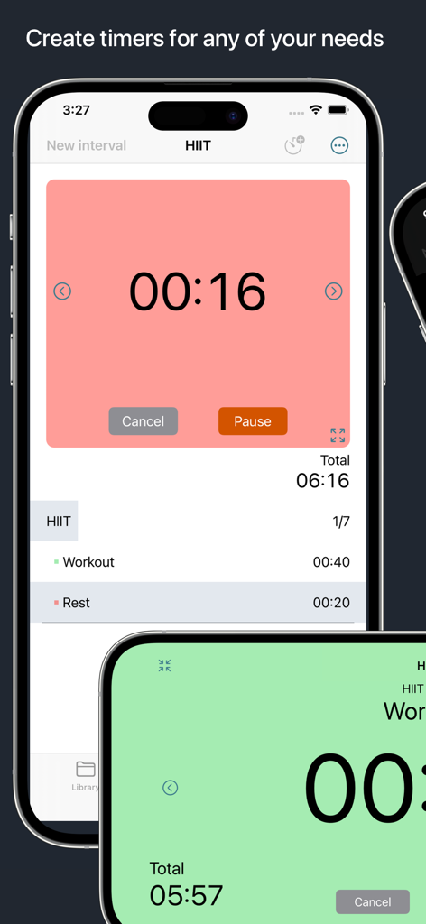 Next Up Pro - Interval Timer - Next Up Pro app displaying a HIIT workout routine with a large countdown timer and detailed interval list.