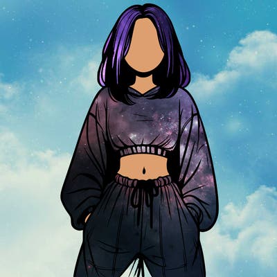 realistic girl faceless with baggy pants and a crop top