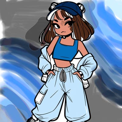 girl in crop top and baggy pants