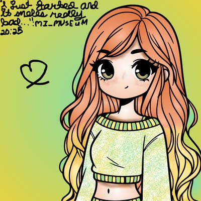 girl with long hair and a crop top with a sweater