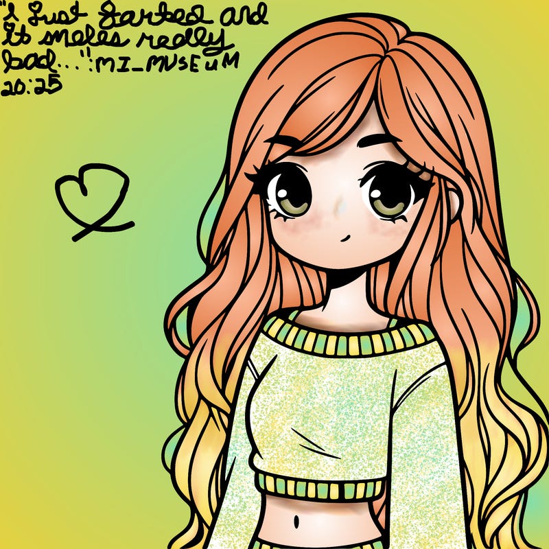 girl with long hair and a crop top with a sweater