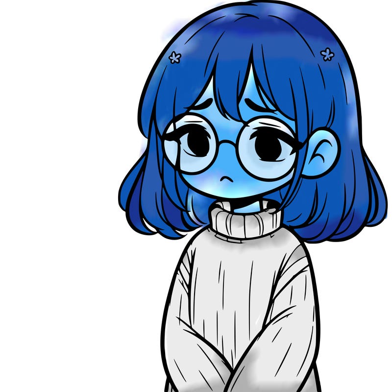 sad girl with glasses in a sweater