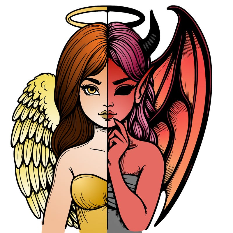 realistic angel half demon