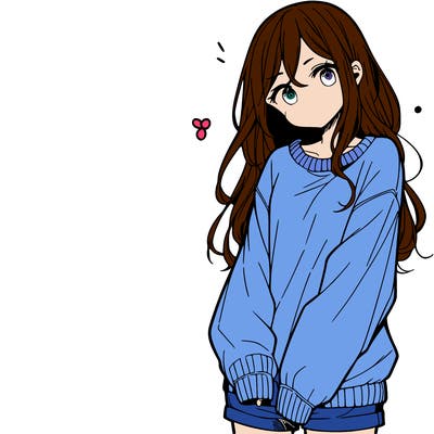 manga teen girl  in a sweater and baggy pants