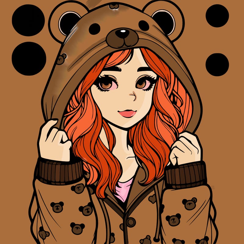 realistic girl in a animal pjs hoodie
