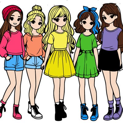 a group of five girls