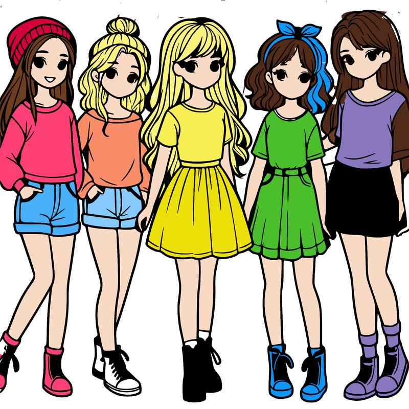 a group of five girls