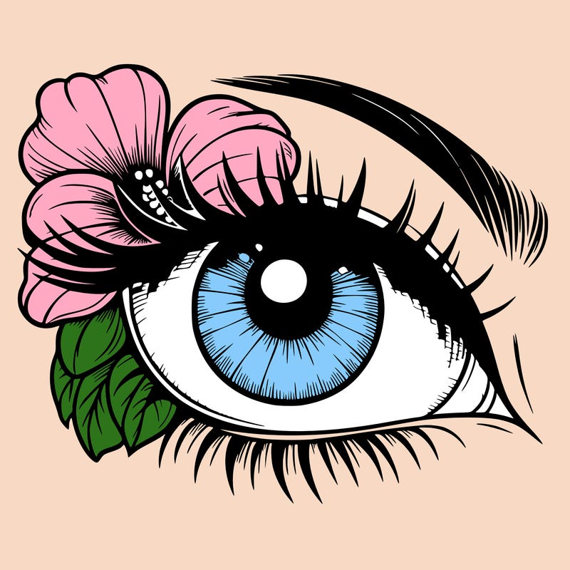 realistic eye with flower