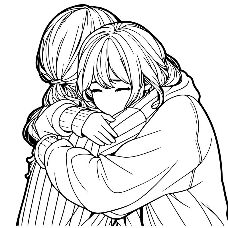2 hug girls realistic