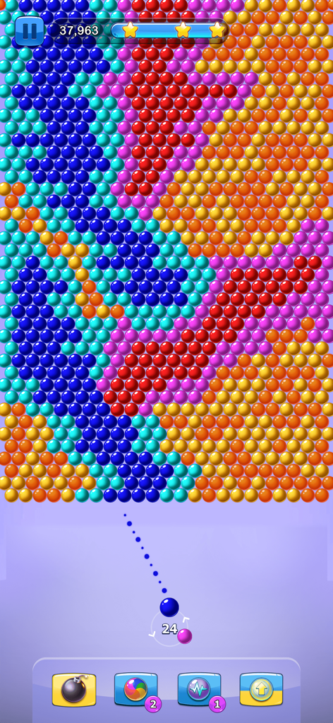 Bubble Original - Uma tela de jogo colorida do jogo de estourar bolhas Bubble Original.