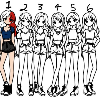 a group of girls wearing crop tops and shorts